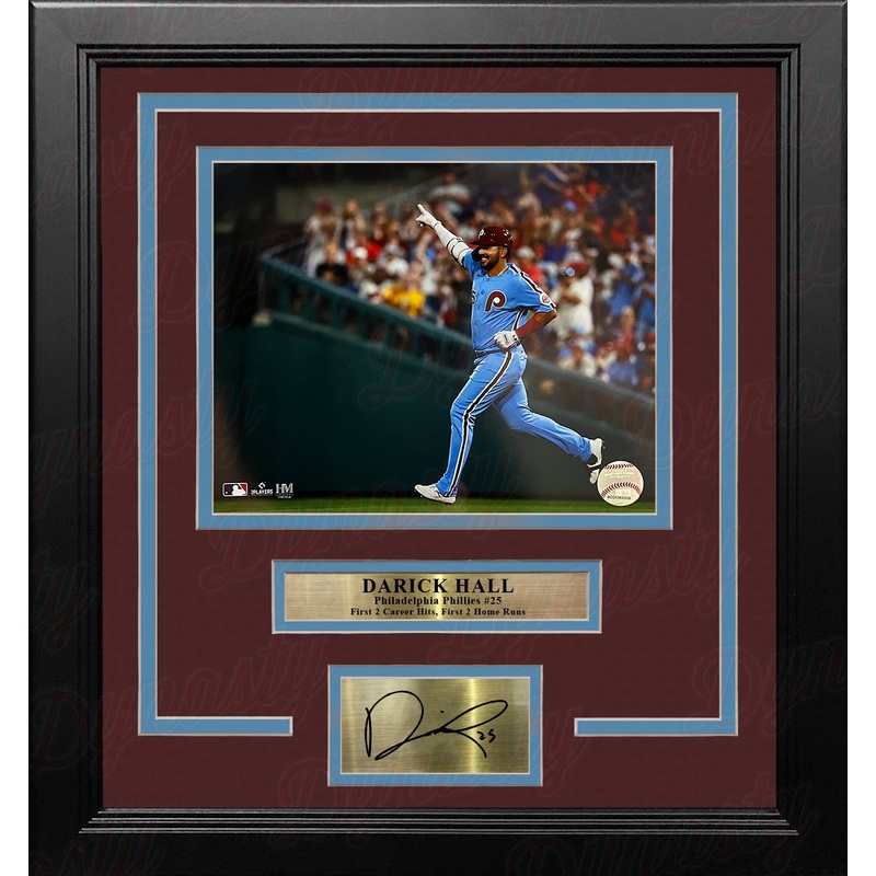 Darick Hall Runs The Bases Philadelphia Phillies 8x10 Framed Baseball Photo with Engraved Autograph