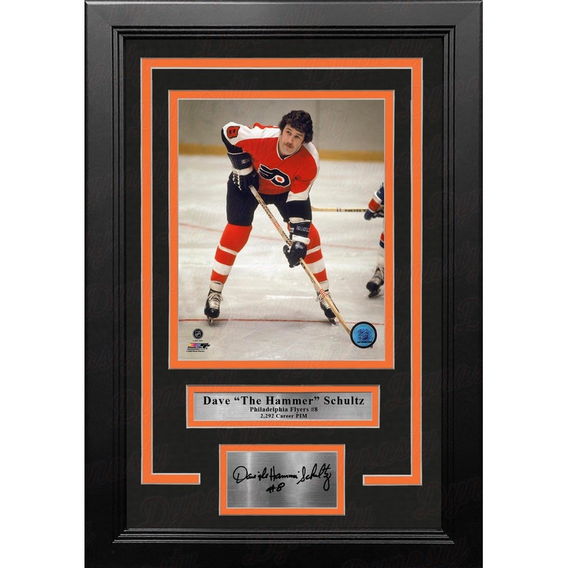 Dave Schultz in Action Philadelphia Flyers 8" x 10" Framed Hockey Photo with Engraved Autograph