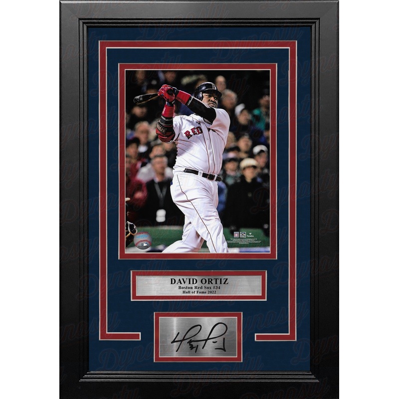 David Ortiz in Action Boston Red Sox 8" x 10" Framed Baseball Photo with Engraved Autograph