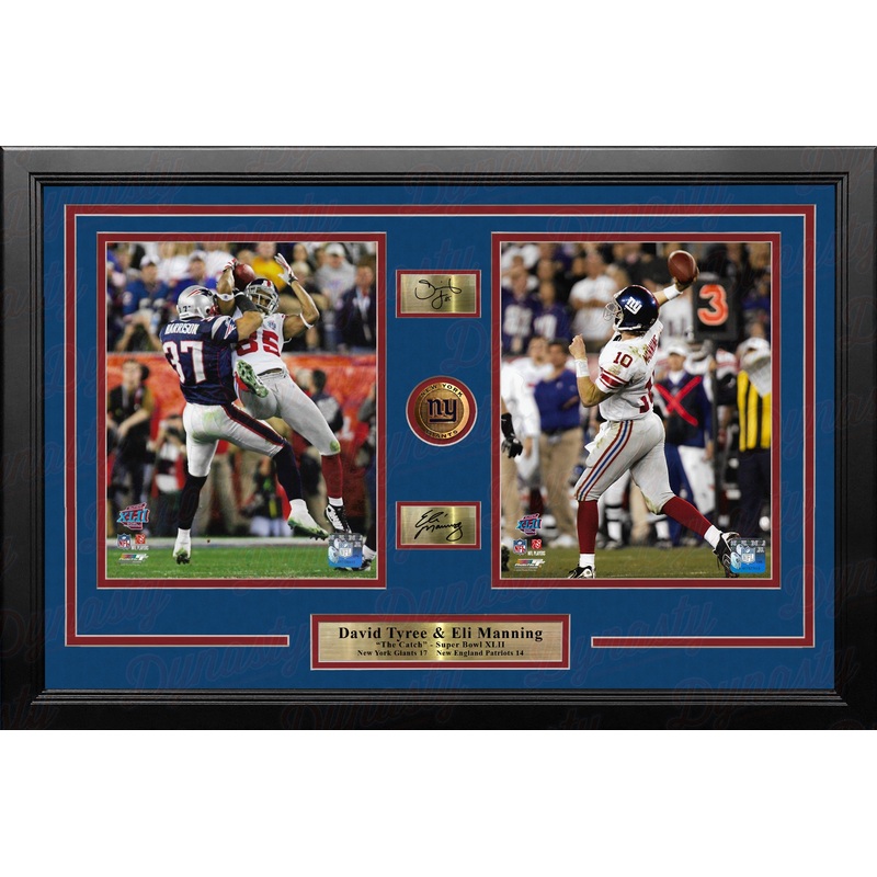 David Tyree & Eli Manning Super Bowl Catch NY Giants 8x10 Framed Photos with Engraved Autographs