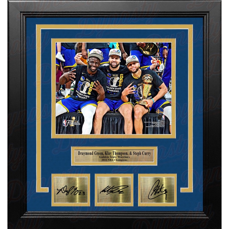 Draymond Green Klay Thompson Steph Curry Warriors Finals 8x10 Framed Photo with Engraved Autographs