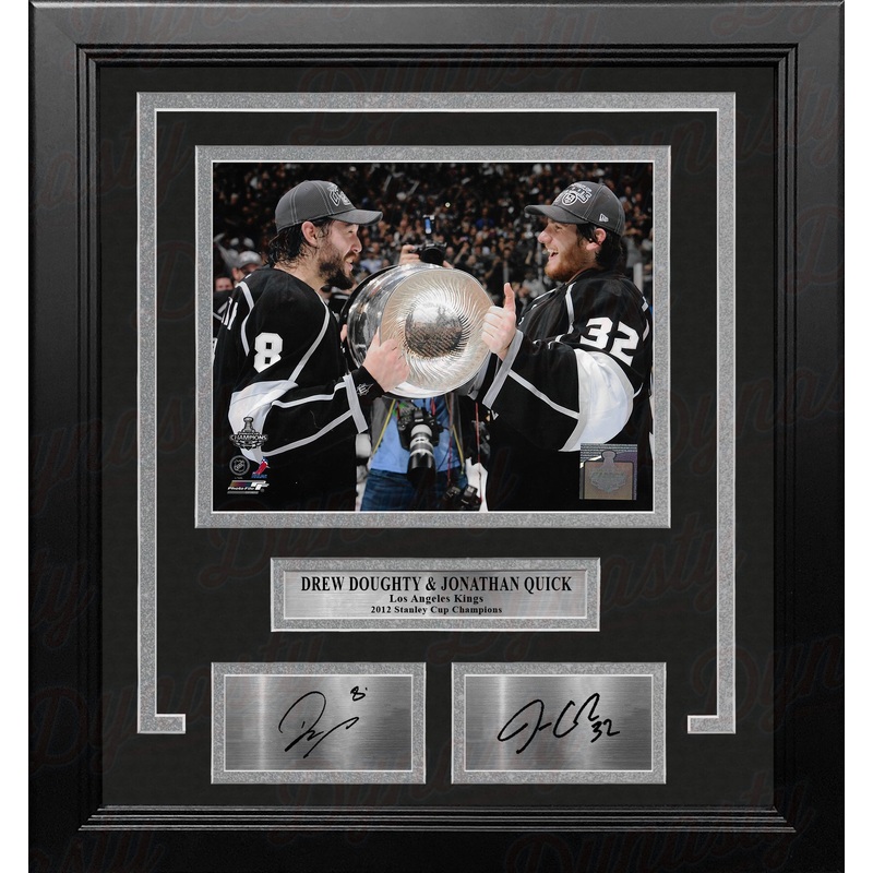 Drew Doughty & Jonathan Quick 2012 Stanley Cup LA Kings 8x10 Framed Photo with Engraved Autographs