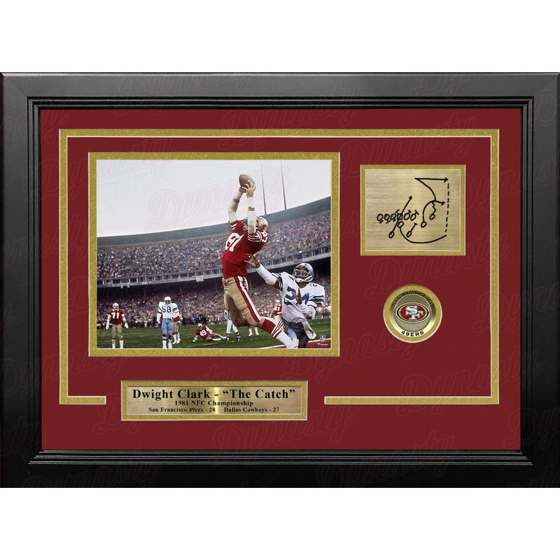 Dwight Clark 1981 NFC Championship Catch San Francisco 49ers 8x10 Framed Photo with Engraved Play