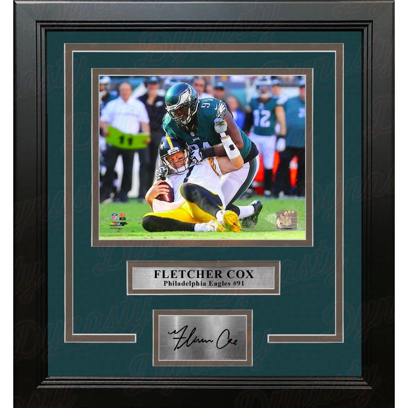 Fletcher Cox Sacks Roethlisberger Philadelphia Eagles 16" x 20" Framed Photo with Engraved Autograph