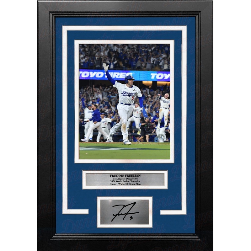 Freddie Freeman Walk-Off Grand Slam LA Dodgers 8x10 Framed Portrait Photo with Engraved Autograph