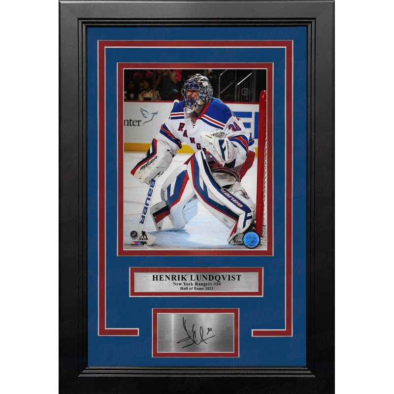 Henrik Lundqvist in Net New York Rangers 8" x 10" Framed Hockey Photo with Engraved Autograph