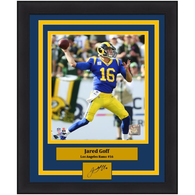 Jared Goff in Action Los Angeles Rams 8" x 10" Framed Football Photo with Engraved Autograph