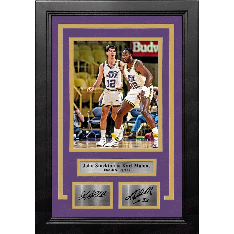 John Stockton & Karl Malone Utah Jazz 8" x 10" Framed Basketball Photo with Engraved Autographs