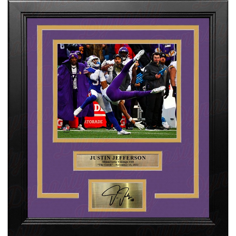 Justin Jefferson One-Handed Catch Minnesota Vikings 8"x10 Framed Photo with Engraved Autograph
