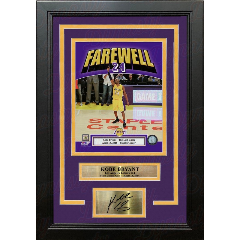 Kobe Bryant Final NBA Game Los Angeles Lakers 8x10 Framed Basketball Photo with Engraved Autograph