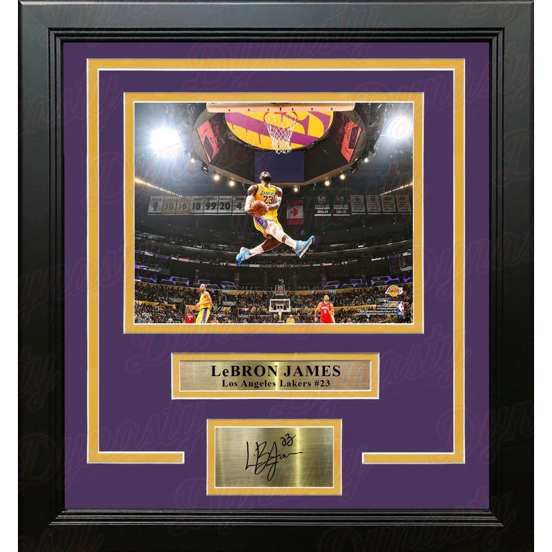 LeBron James Aerial Dunk Los Angeles Lakers 8" x 10" Framed Basketball Photo with Engraved Autograph