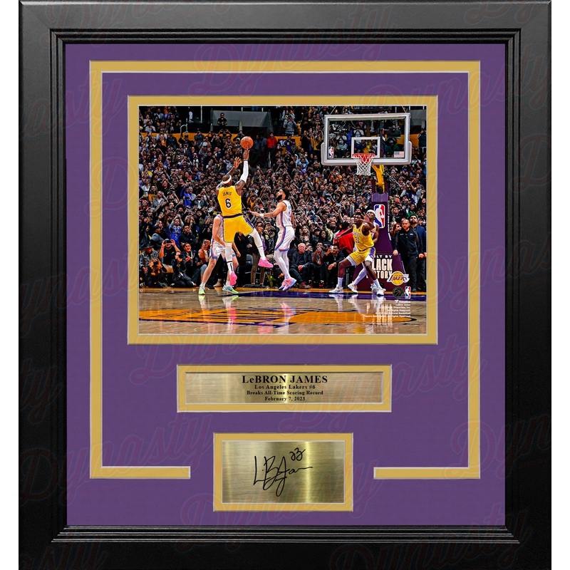 LeBron James Breaks the All-Time Scoring Record LA Lakers 8x10 Framed Photo with Engraved Autograph