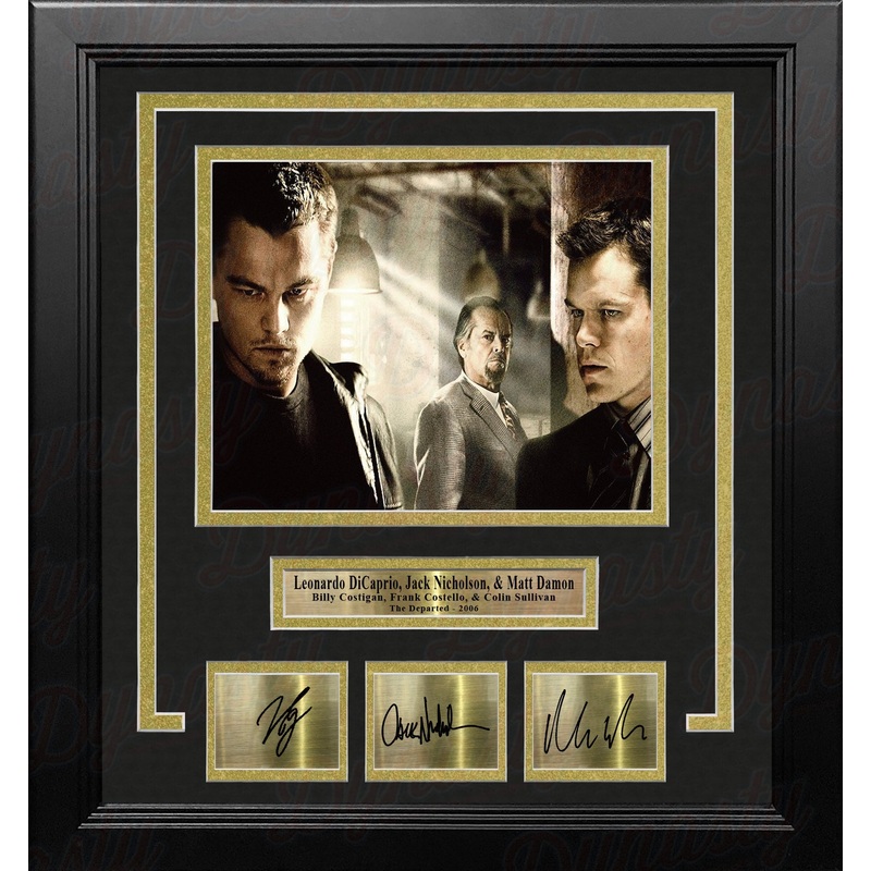 Leonardo DiCaprio Jack Nicholson & Matt Damon The Departed 8x10 Framed Photo with Laser Autographs