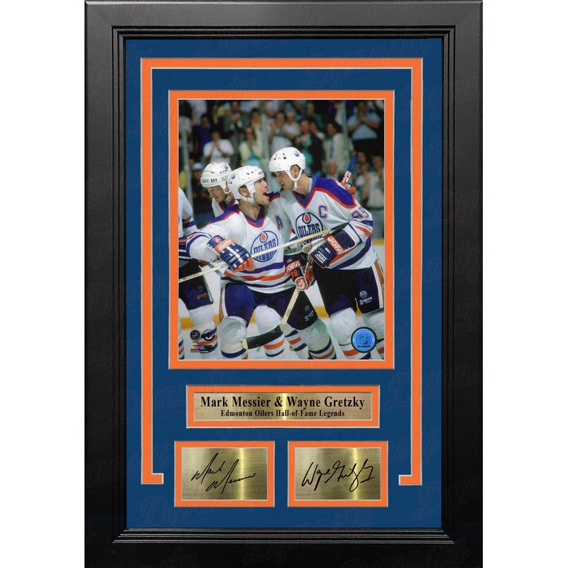 Mark Messier & Wayne Gretzky Edmonton Oilers 8" x 10" Framed Hockey Photo with Engraved Autographs