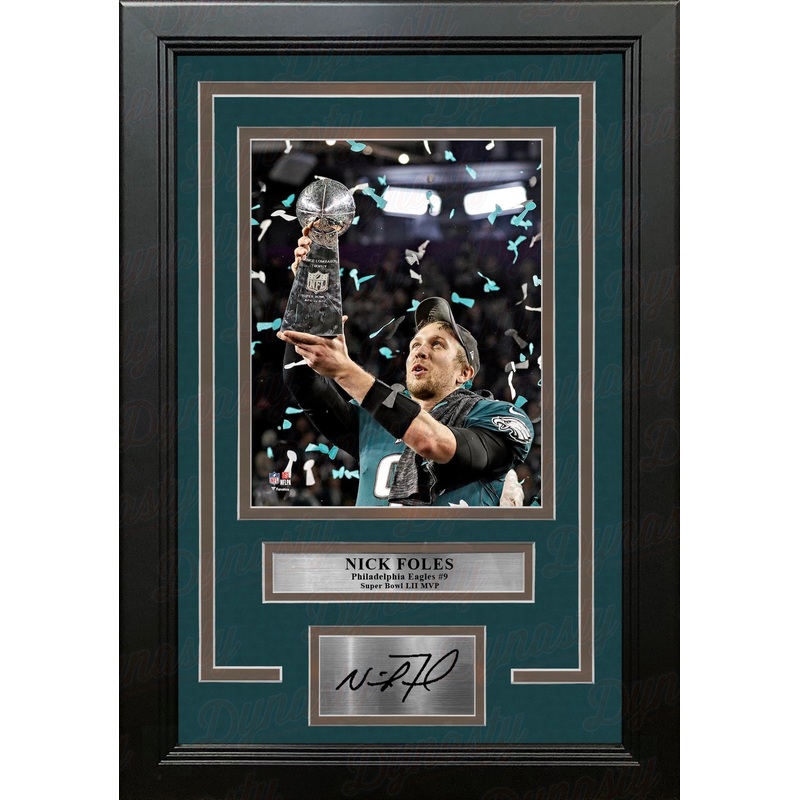 Nick Foles Trophy Philadelphia Eagles Super Bowl Champions 8x10 Framed Photo with Engraved Autograph