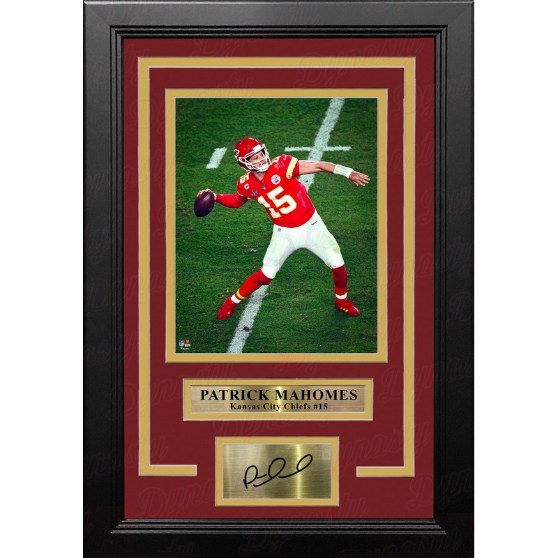 Patrick Mahomes Throwing Action Kansas City Chiefs 8" x 10" Framed Photo with Engraved Autograph