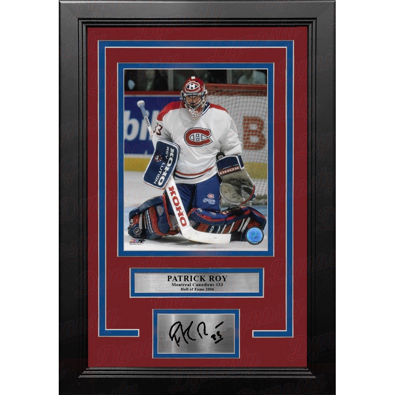 Patrick Roy in Action Montreal Canadiens 8" x 10" Framed Hockey Photo with Engraved Autograph
