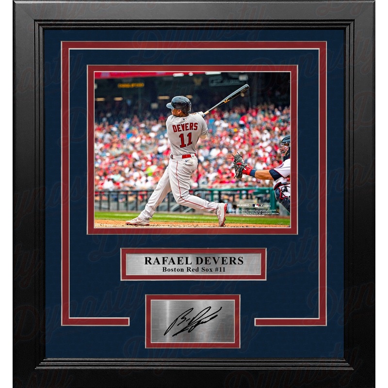 Rafael Devers in Action Boston Red Sox 8" x 10" Framed Baseball Photo with Engraved Autograph
