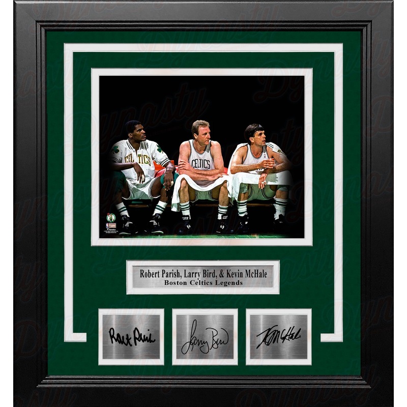 Robert Parish, Larry Bird & Kevin McHale Celtics 8x10 Framed Blackout Photo with Engraved Autographs
