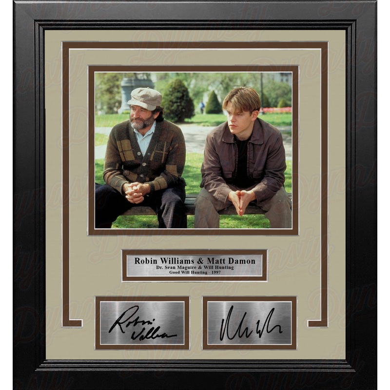 Robin Williams and Matt Damon Good Will Hunting 8" x 10" Framed Photo with Engraved Autographs