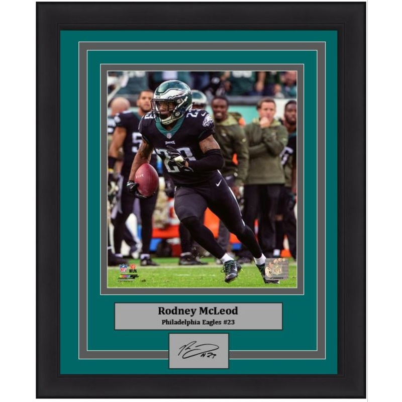 Rodney McLeod in Action Philadelphia Eagles Framed Football Photo with Engraved Autograph