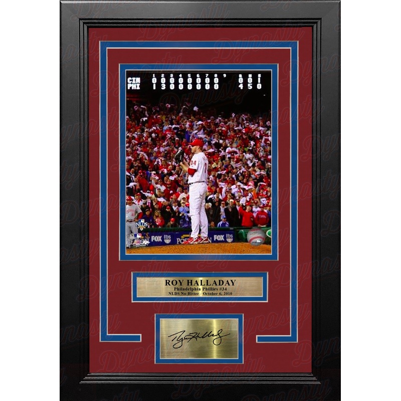 Roy Halladay NLDS No Hitter Philadelphia Phillies 8x10 Framed Baseball Photo with Engraved Autograph