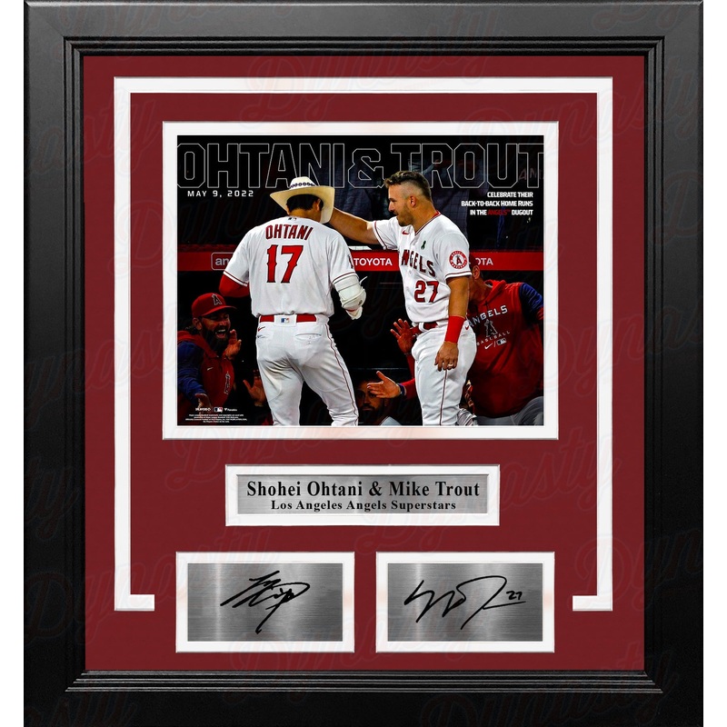 Shohei Ohtani & Mike Trout Los Angeles Angels of Anaheim 8x10 Framed Photo with Engraved Autographs