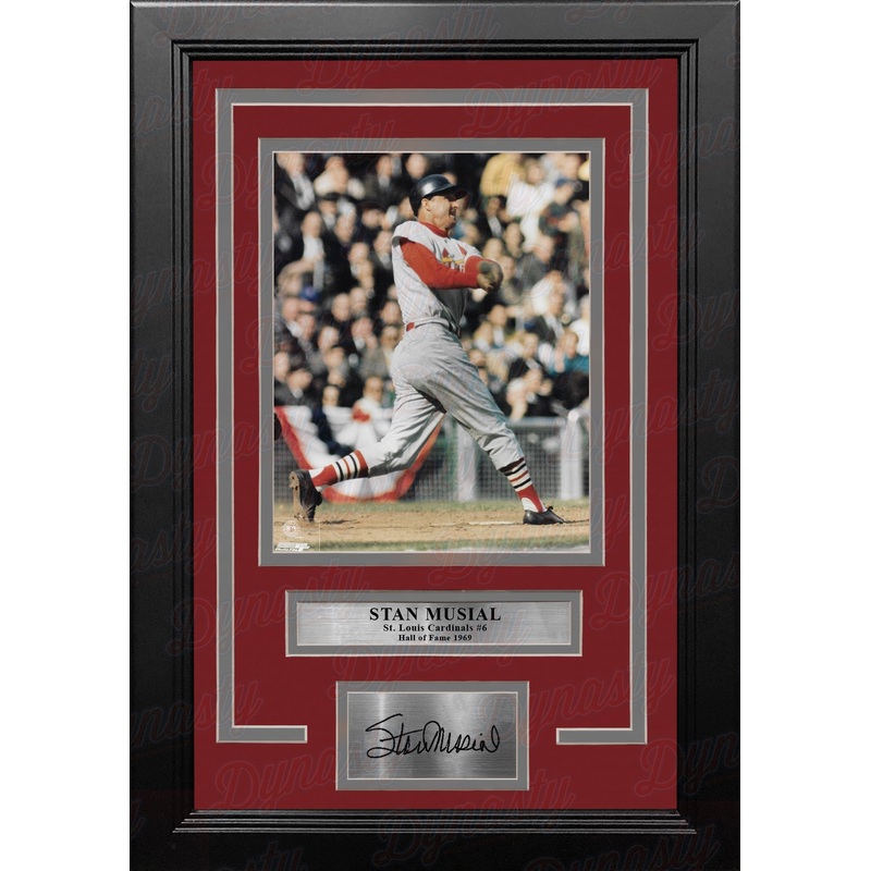 Stan Musial in Action St. Louis Cardinals 8" x 10" Framed Baseball Photo with Engraved Autograph