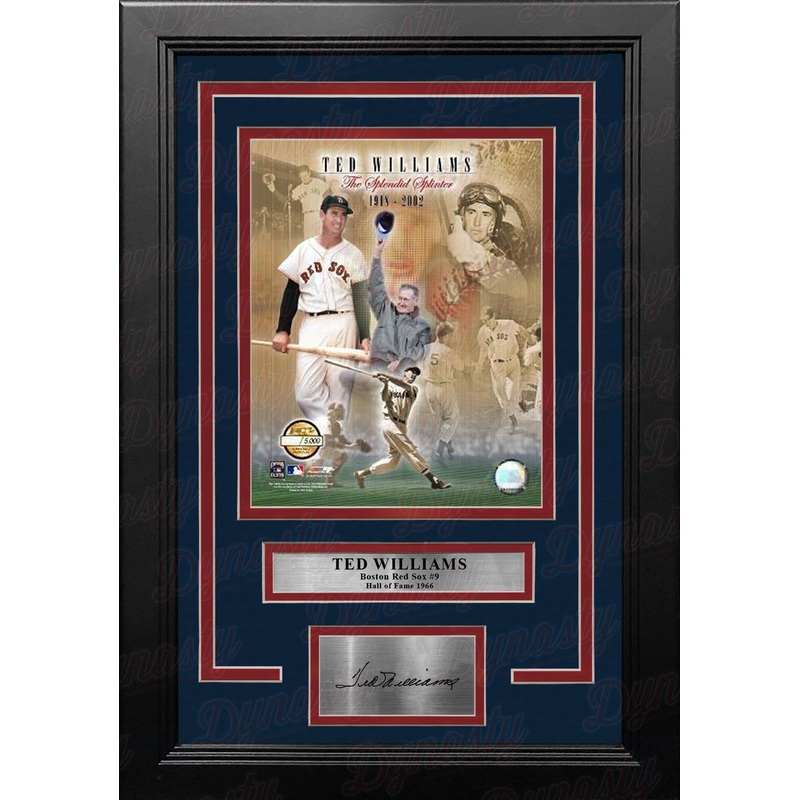Ted Williams Boston Red Sox Splendid Splinter 8x10 Framed Baseball Photo with Engraved Autograph