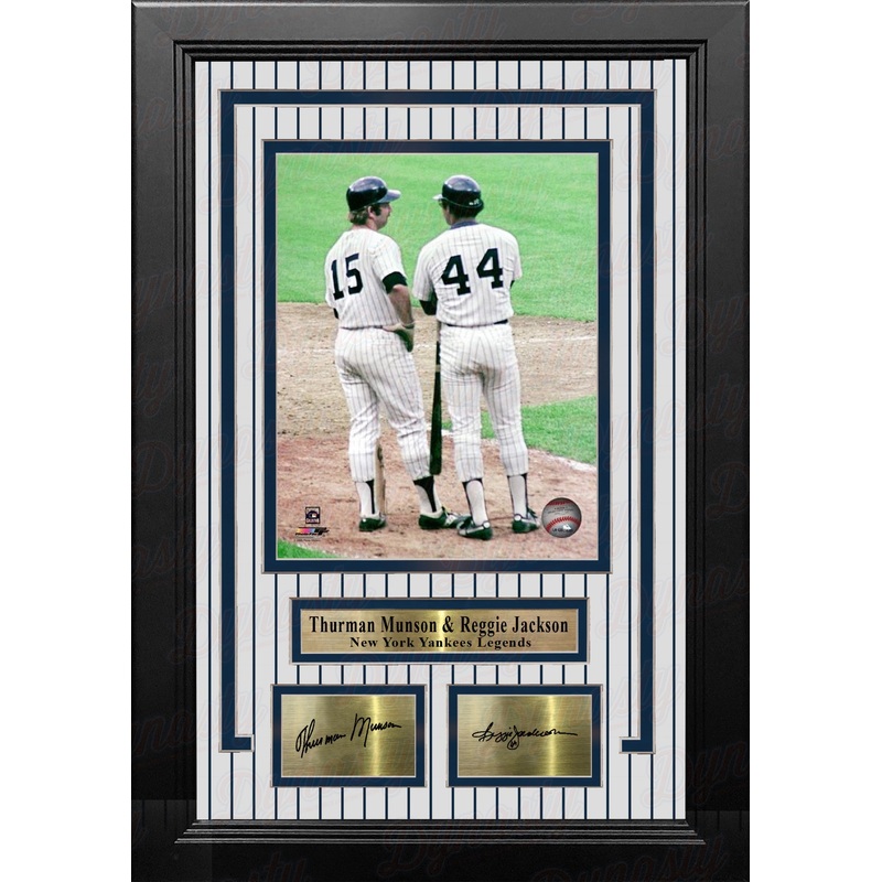 Thurman Munson & Reggie Jackson New York Yankees 8x10 Framed Baseball Photo with Engraved Autographs