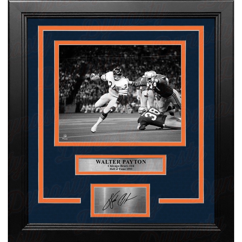 Walter Payton Black & White Action Chicago Bears 8" x 10" Framed Football Photo with Engraved Autograph