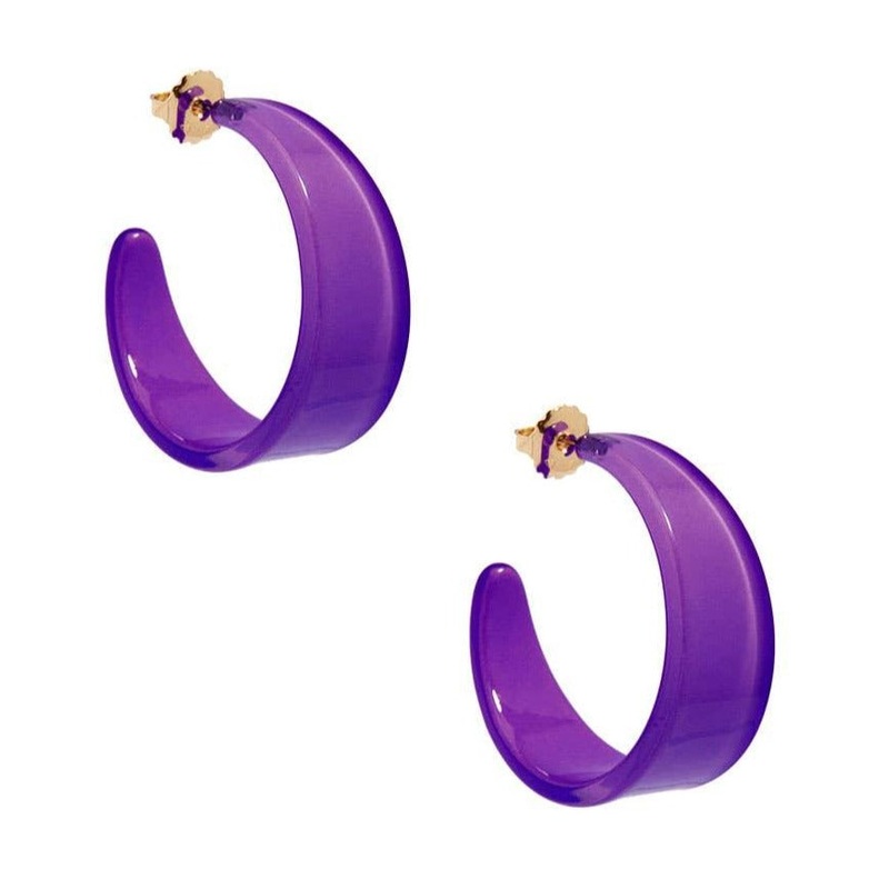 Chunky Resin Hoop Earrings- Purple