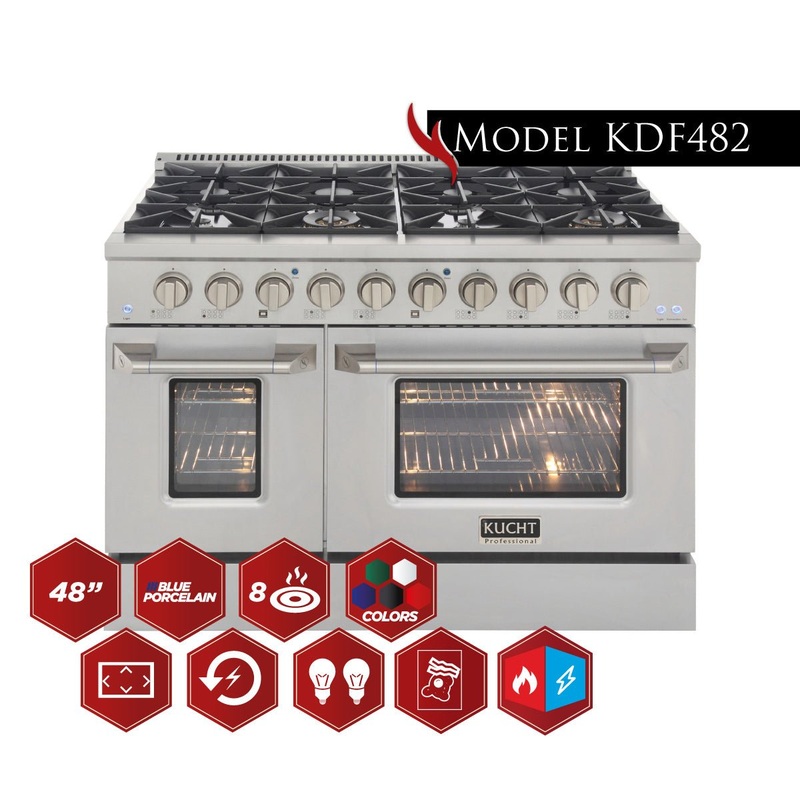 Kucht 48 Pro-Style Kitchen Dual Fuel Range - KDF482/LP-S