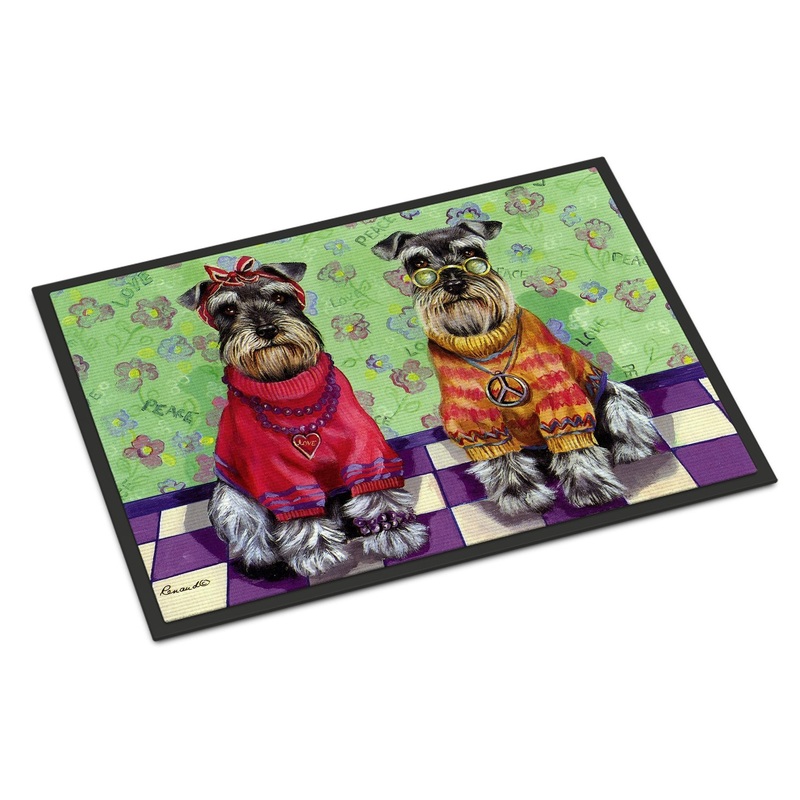 Schnauzer Love and Peace Doormat - 24x36 Decorative Floor Mat  Indoor/Outdoor Rug with Artistic Flair PPP3333JMAT
