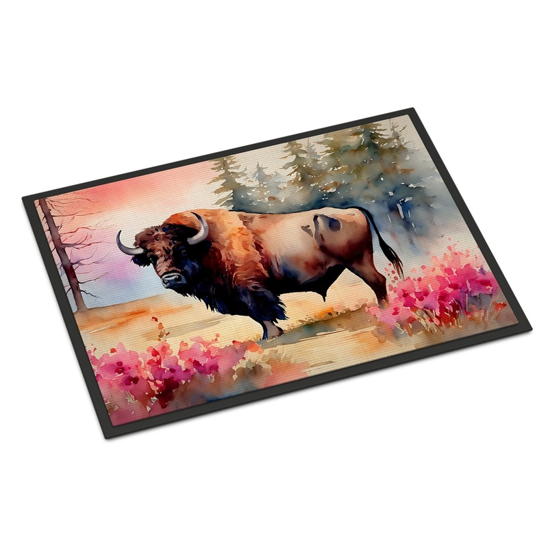 Wood Bison Doormat - Large 24x36  Indoor/Outdoor Floor Mat with Artistic Flair