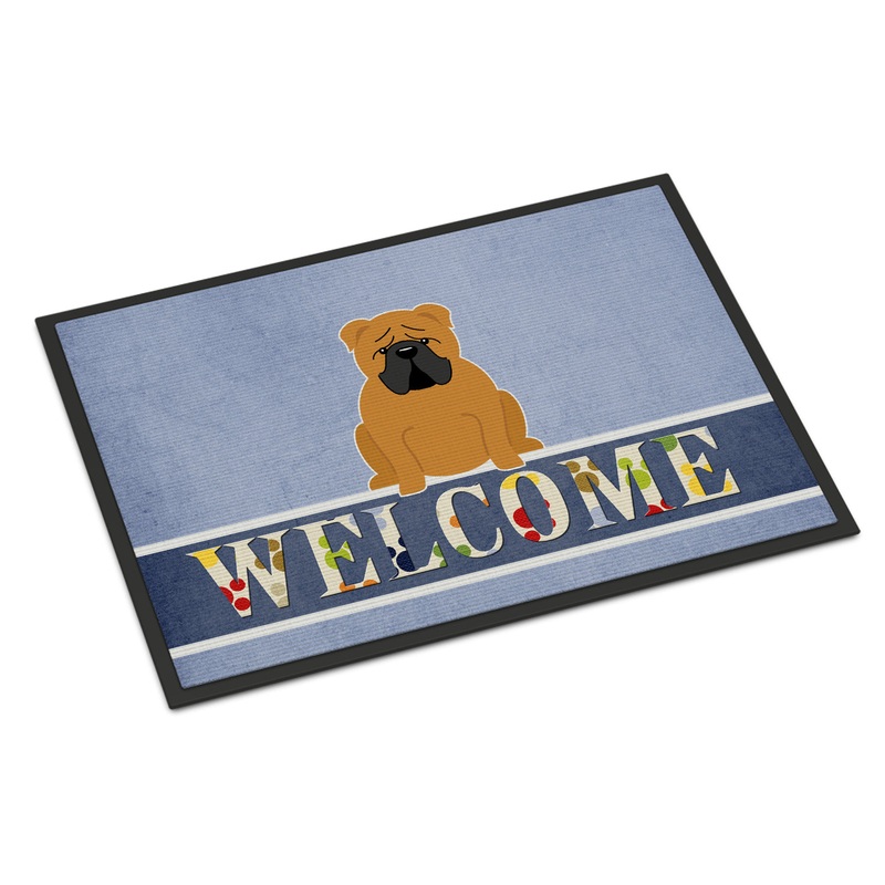 English Bulldog Red Welcome Doormat - 18x27 Decorative Floor Mat  Indoor/Outdoor Rug with Artistic Flair BB5703MAT