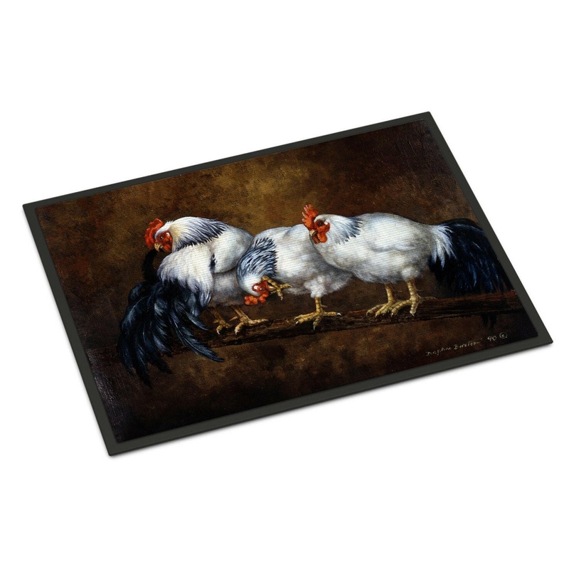 Roosting Rooster and Chickens Doormat - 18x27 Decorative Floor Mat  Indoor/Outdoor Rug with Artistic Flair BDBA0081MAT