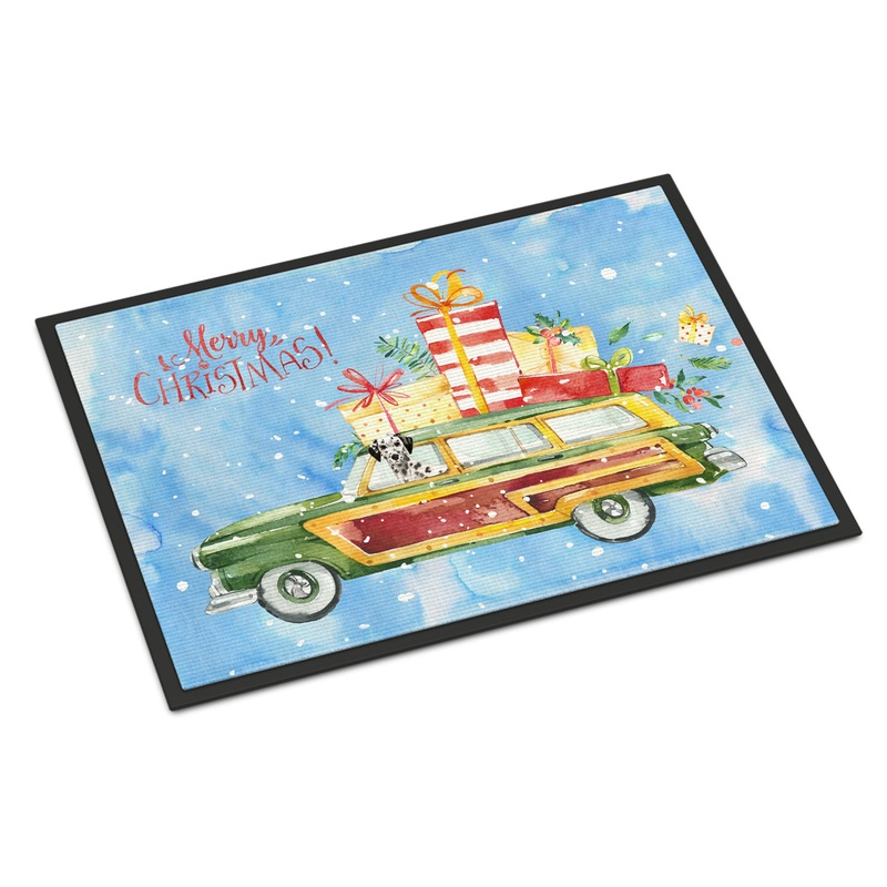 Merry Christmas Dalmatian Doormat - 18x27 Decorative Floor Mat  Indoor/Outdoor Rug with Artistic Flair CK2452MAT